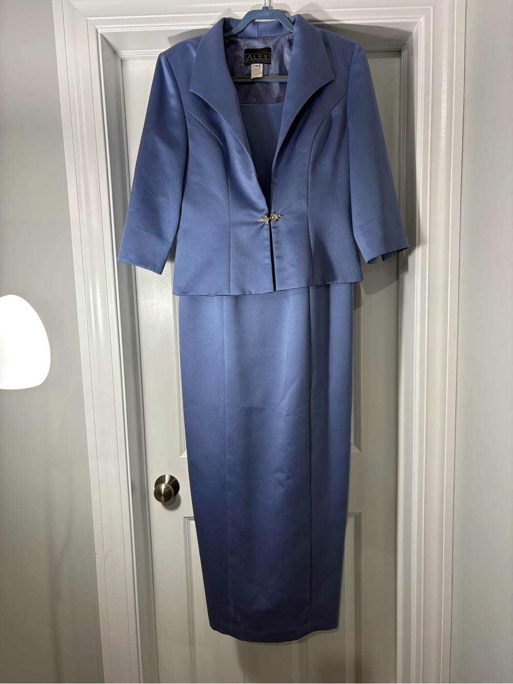 Alex Evenings Periwinkle Satin Maxi Skirt Suit